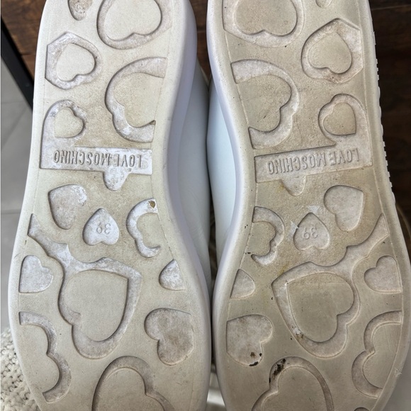 Love Moschino White Sneakers with Gold and Red Accents - Picture 7 of 8